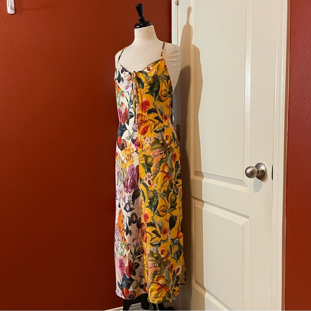 Anthropologie Women’s Burcu Korkmazyurek x Lyrebird Floral Silky Slip Midi Dress